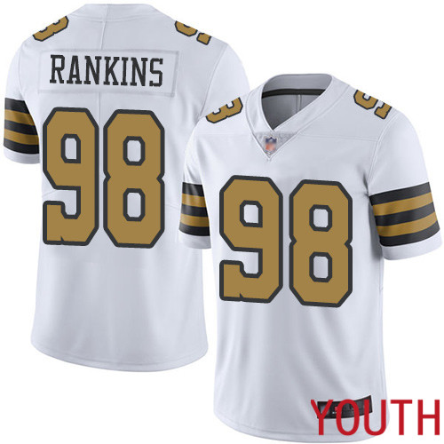 New Orleans Saints Limited White Youth Sheldon Rankins Jersey NFL Football #98 Rush Vapor Untouchable Jersey->youth nfl jersey->Youth Jersey